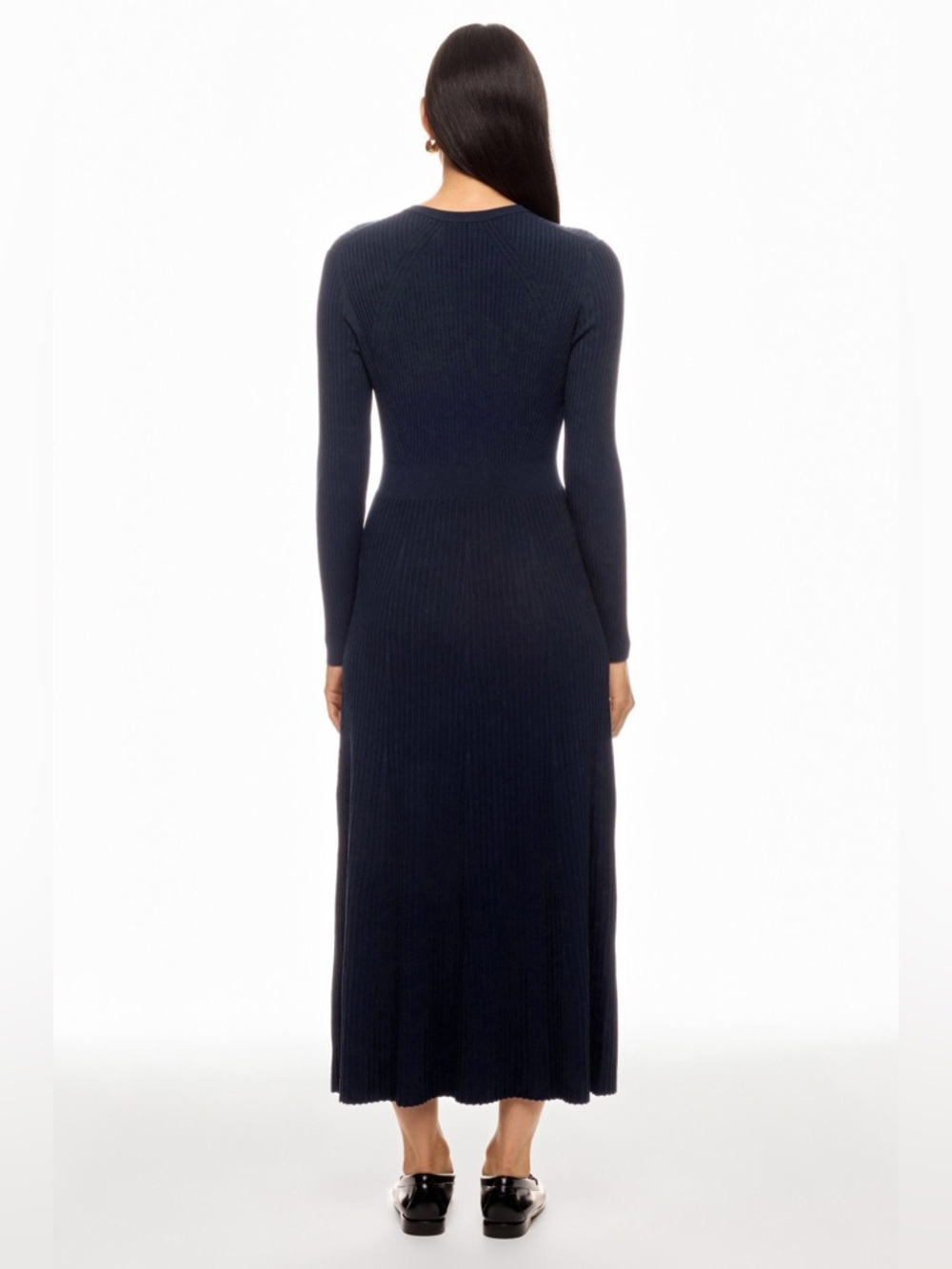 Ann Taylor Navy Ribbed Long-Sleeve Maxi Dress - Picture 3 of 9